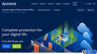 Website screenshot for Acronis Cyber Protect Home Office
