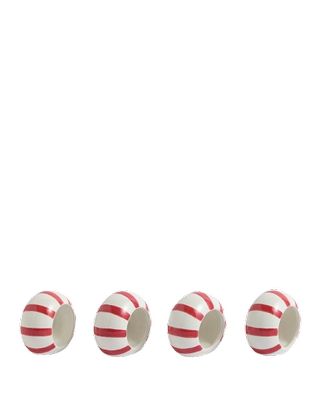 Set of 4 Ceramic Striped Napkin Rings