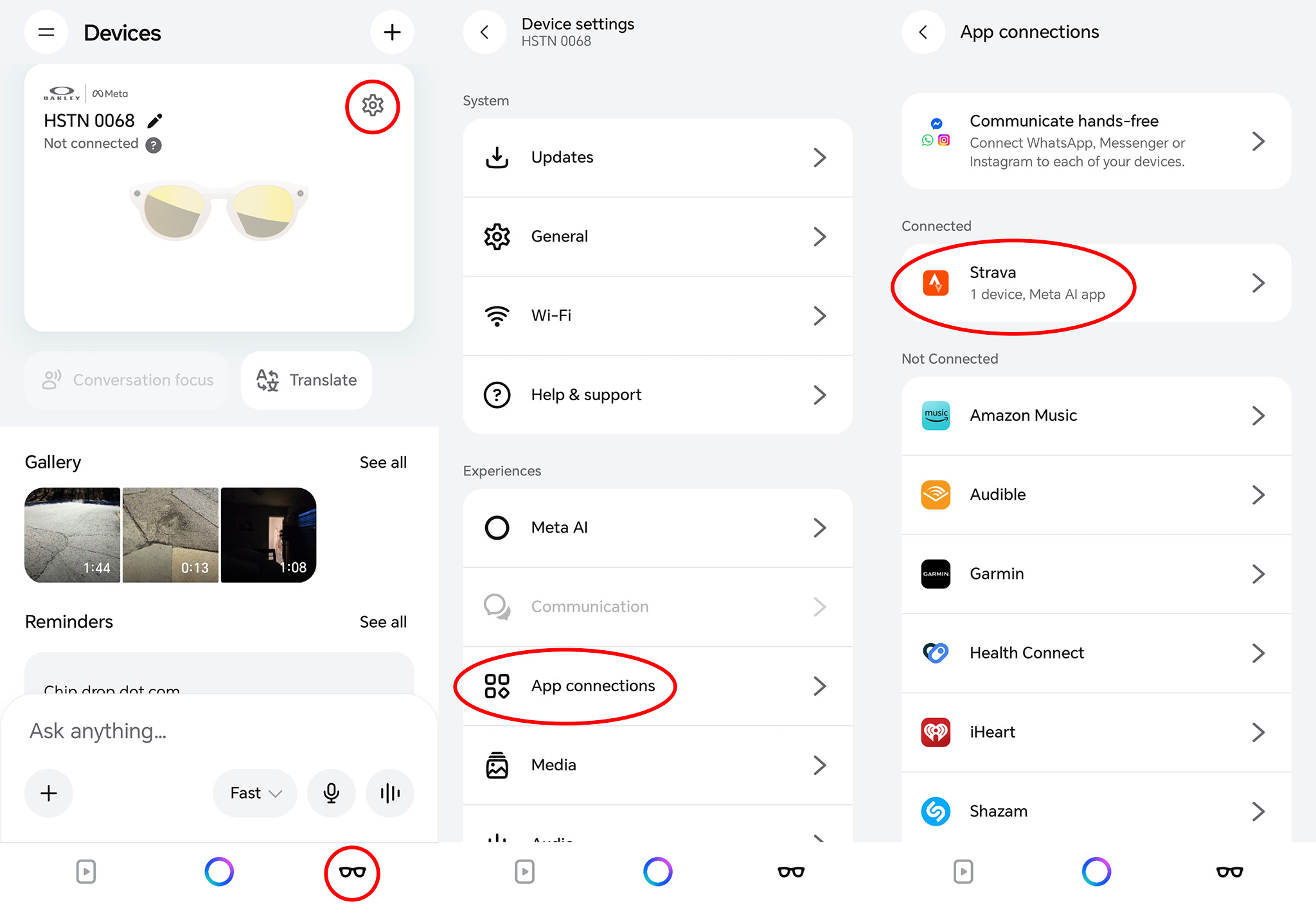 Linking Strava and Meta AI services in the Meta AI app