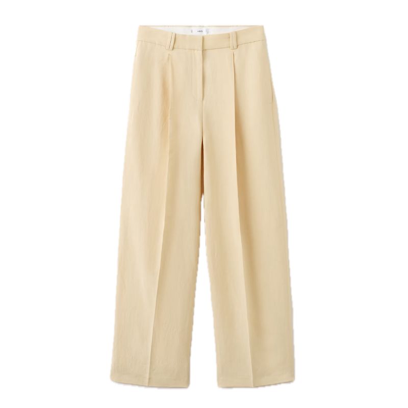 Mango , Straight Linen-Blend Trousers
