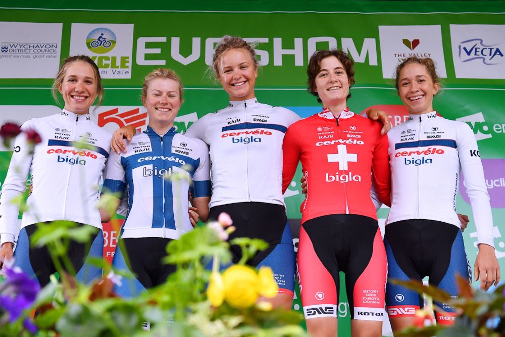 Cervelo-Bigla on stage before the start of stage 4 at the OVO Energy Women's Tour