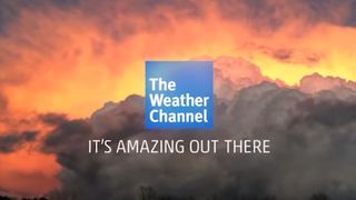 The Weather Channel logo on a TV screen