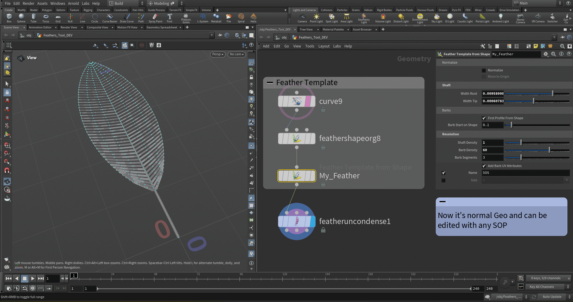 Follow Mario Leone's tutorial to use Houdini 20 feather tool, image 3