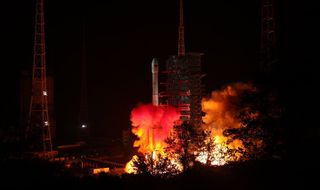 Liftoff of China's Chang'e 4 mission to the moon's far side occurred on Dec. 8, 2018 at 2:23 a.m. Beijing Time (1:23 p.m. EDT/1823 GMT on Dec. 7).