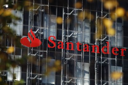 Santander logo on the front of an office building in London