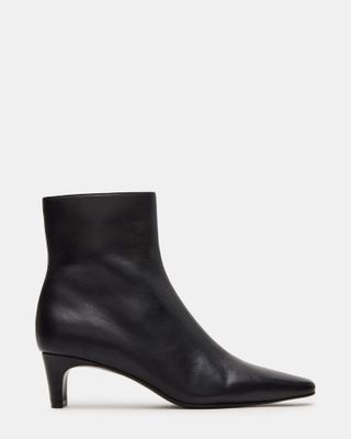 Delvie Black Leather Kitten Heel Ankle Boot | Women's Booties 
 Steve Madden