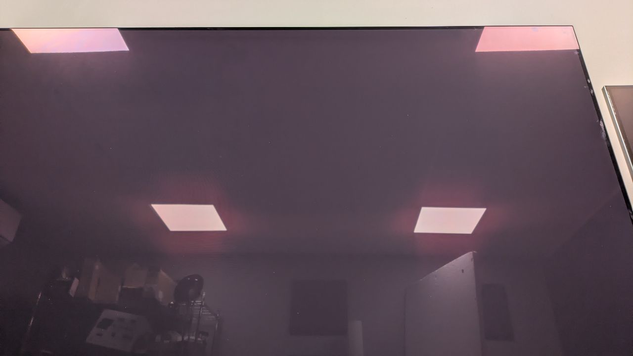 Sony Bravia 8 II lights overhead reflected in screen