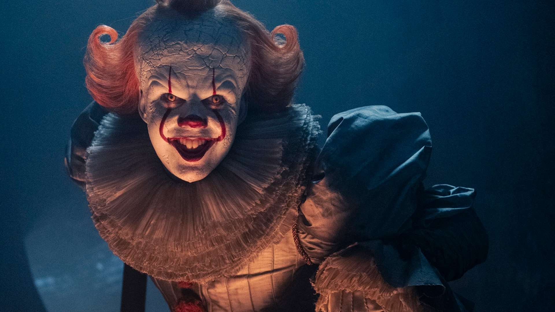 Bill Skarsg&amp;aring;rd as Pennywise in IT: Welcome to Derry.