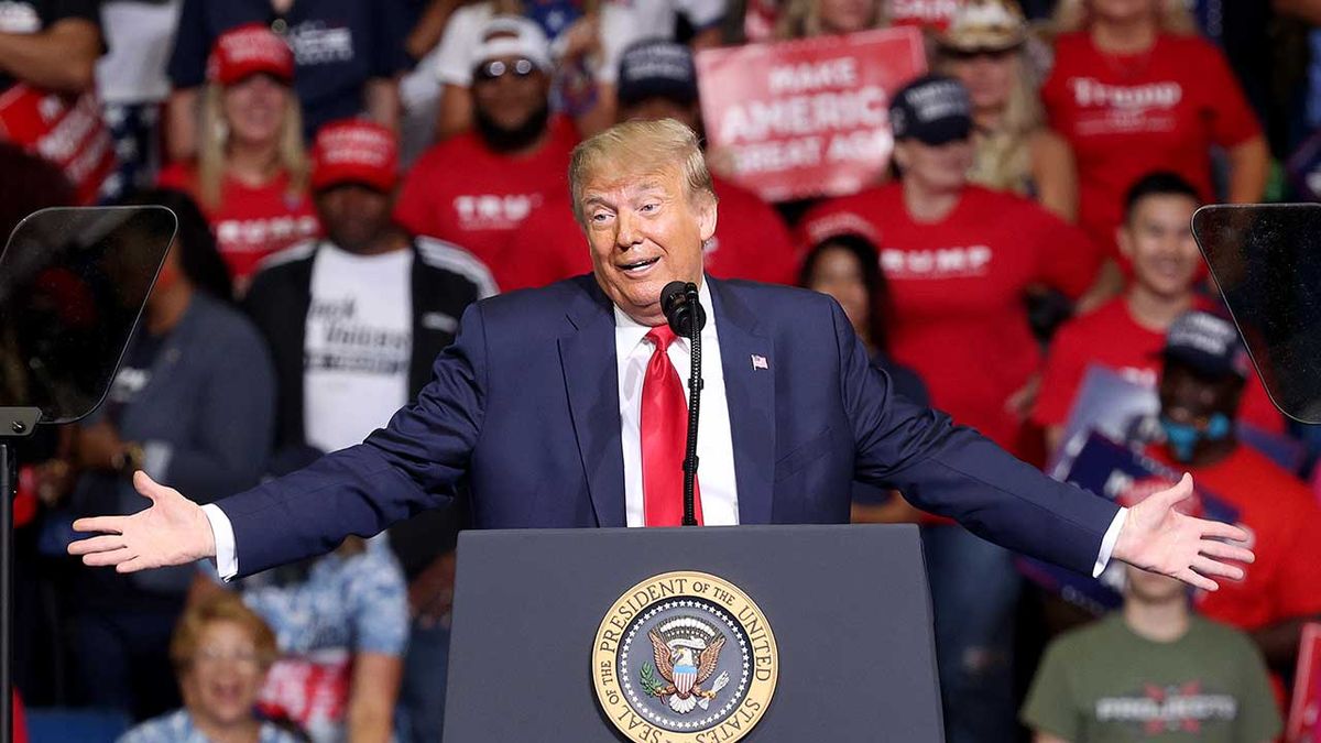 Donald Trumps at a rally in Tulsa