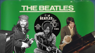 Cut outs of the Beatles superimposed on the sleeve of the Back In The USSR single