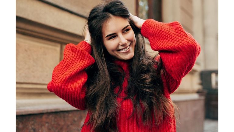 Woman smile long hair