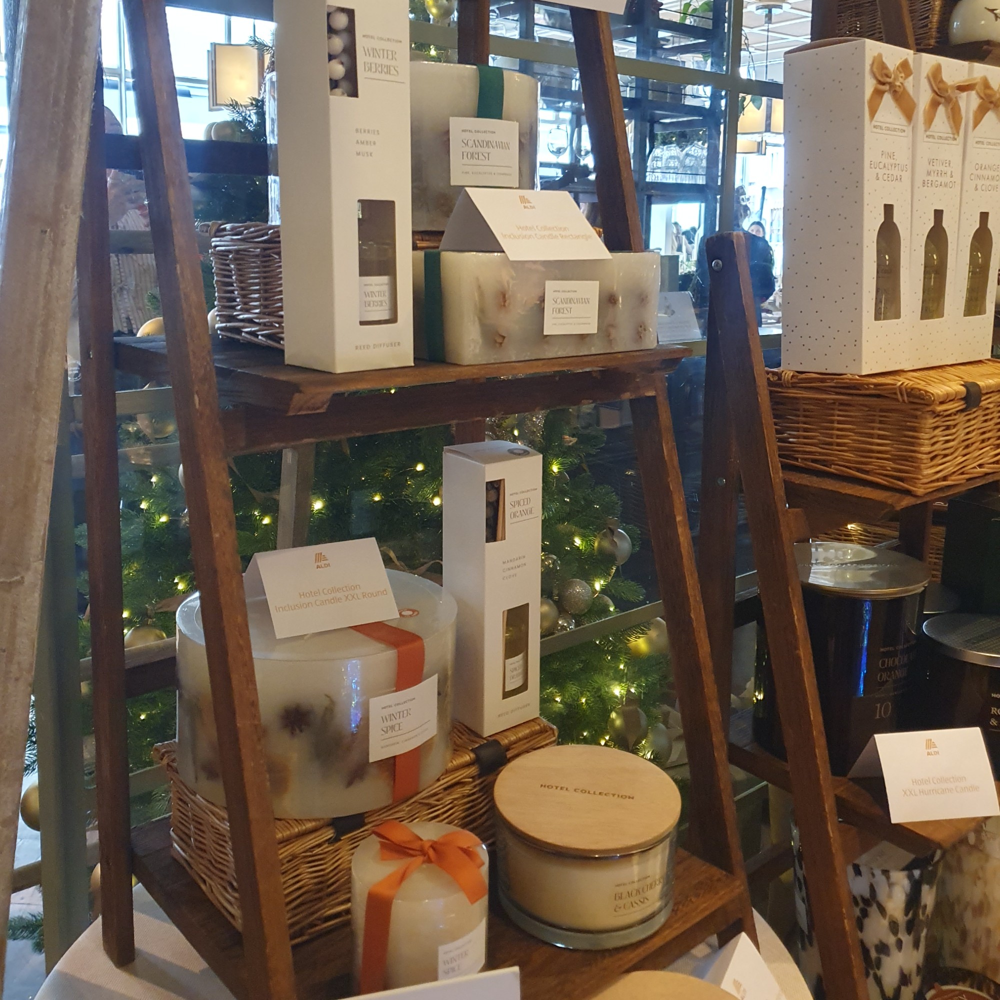 Aldi's inclusion candles displayed at the retailer's Christmas press preview for 2026