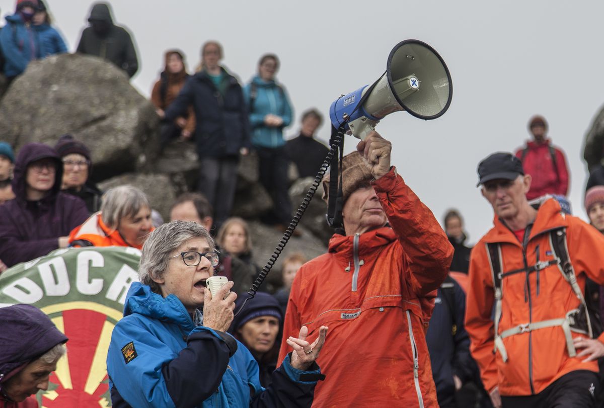 Kate Ashbrook from the Open Spaces Society at Dartmoor protest