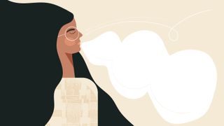 illustration of woman exhaling