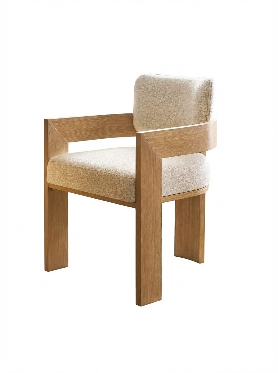 Modern Farmhouse Upholstered Dining Armchair