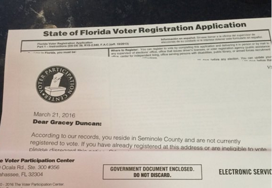 Dead cat in Florida receives two voter registration requests.