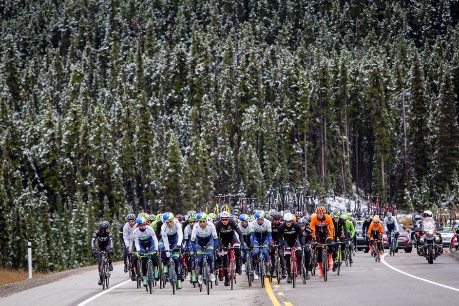 Snow fell at the Tour of Alberta, in August