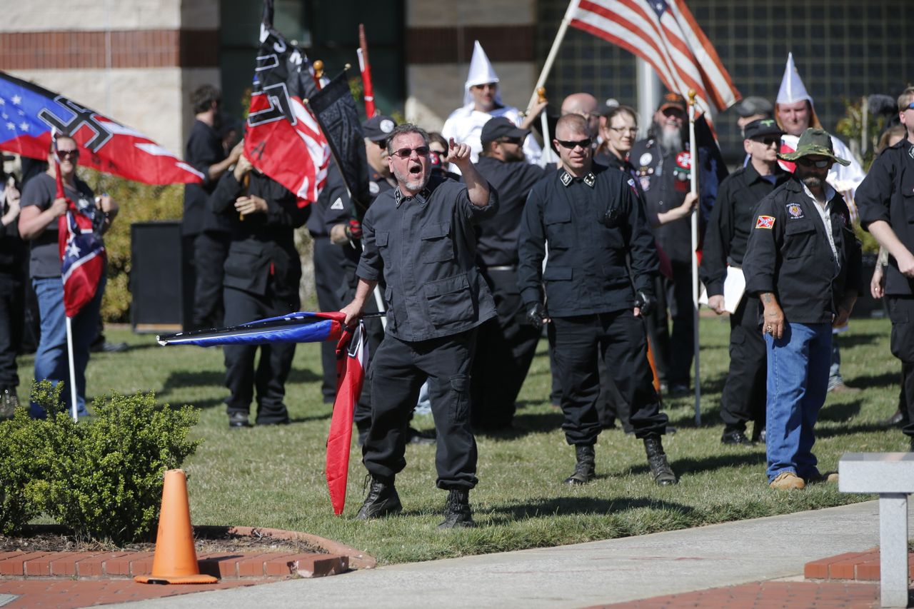 A &amp;quot;white pride&amp;quot; rally in Georgia in April, 2016.