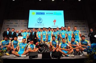 Team Astana pose at their team presentation