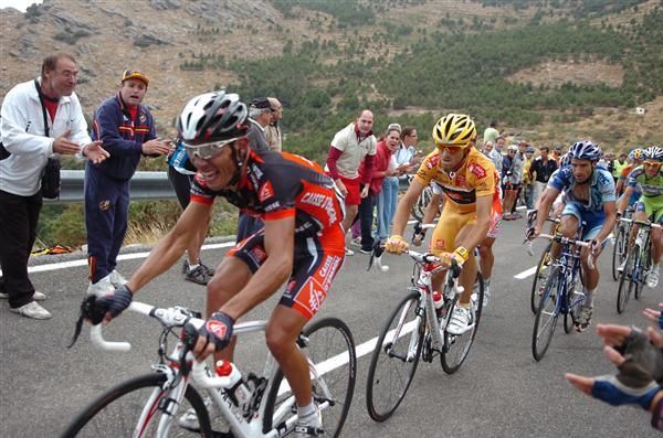 Alejandro Valverde was well protected by his Caisse d'Epargne teammates on the climb