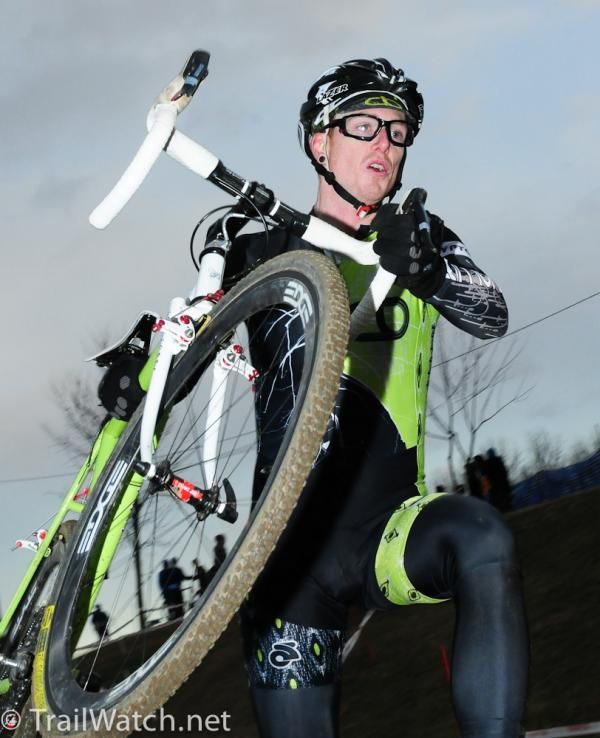 A rider heads over the barriers