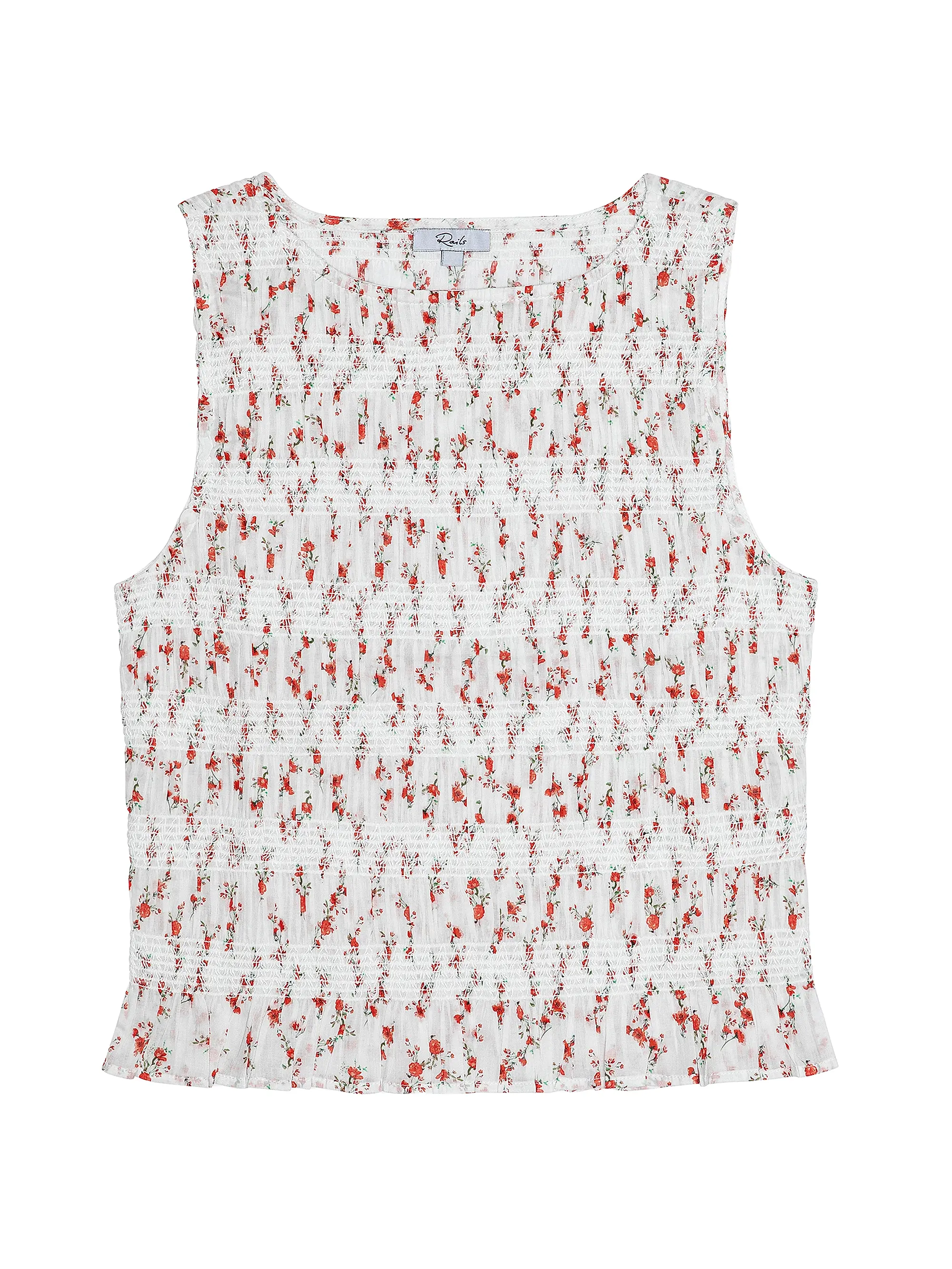Kane Floral Cotton Smocked Sleeveless Top