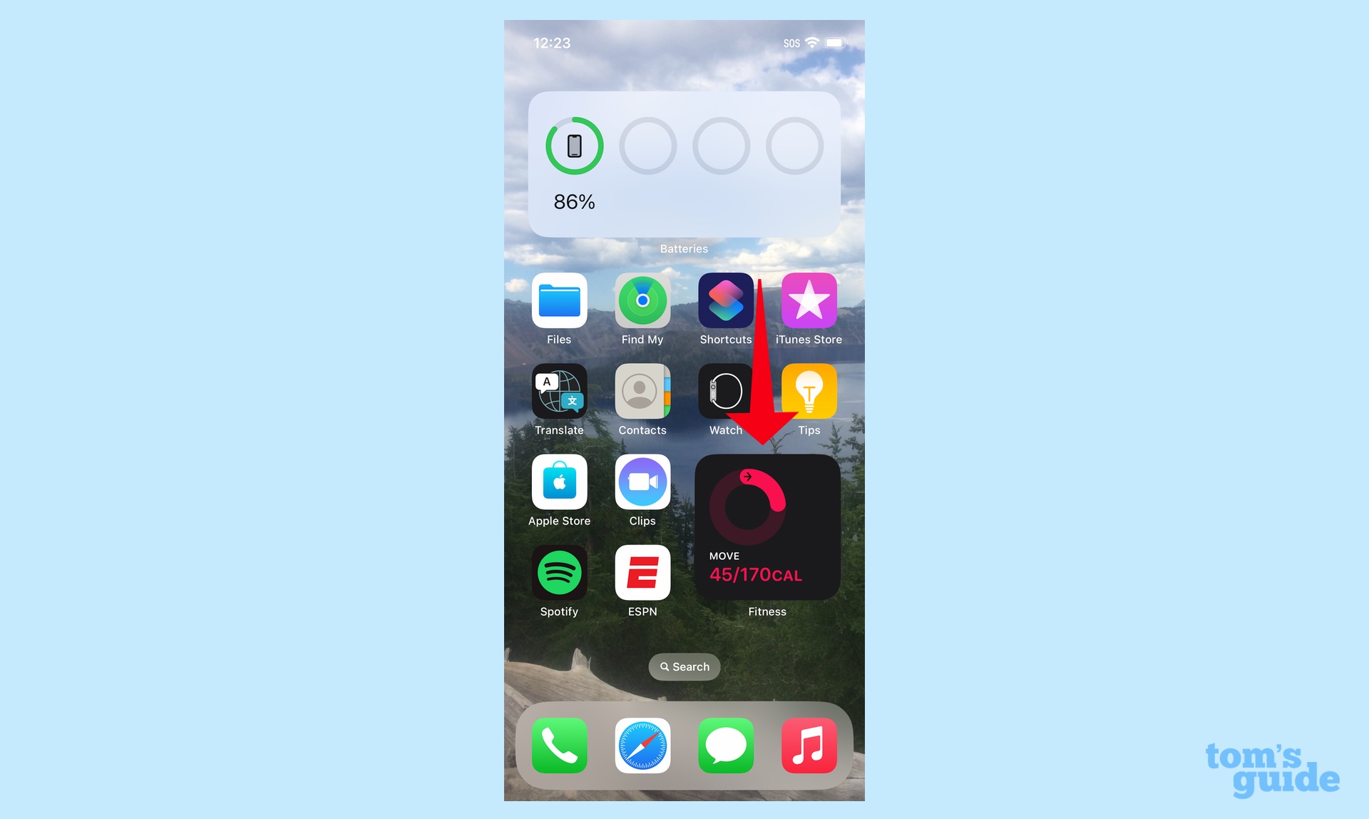 Widget d'écran d'accueil de fitness iOS 16