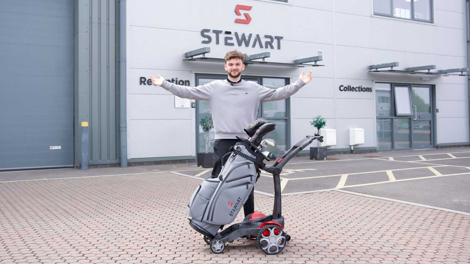 Dan Parker outside of the Stewart Golf factory