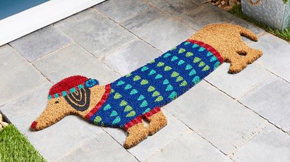 Dunelm dachshund christmas doormat.