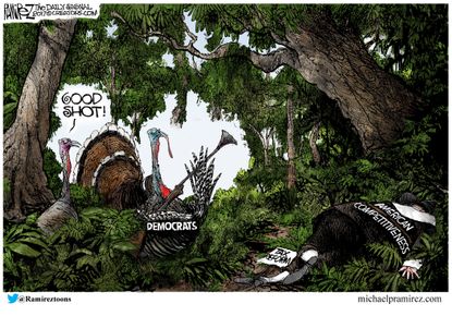 Political cartoon U.S. Democrats GOP tax reform Thanksgiving