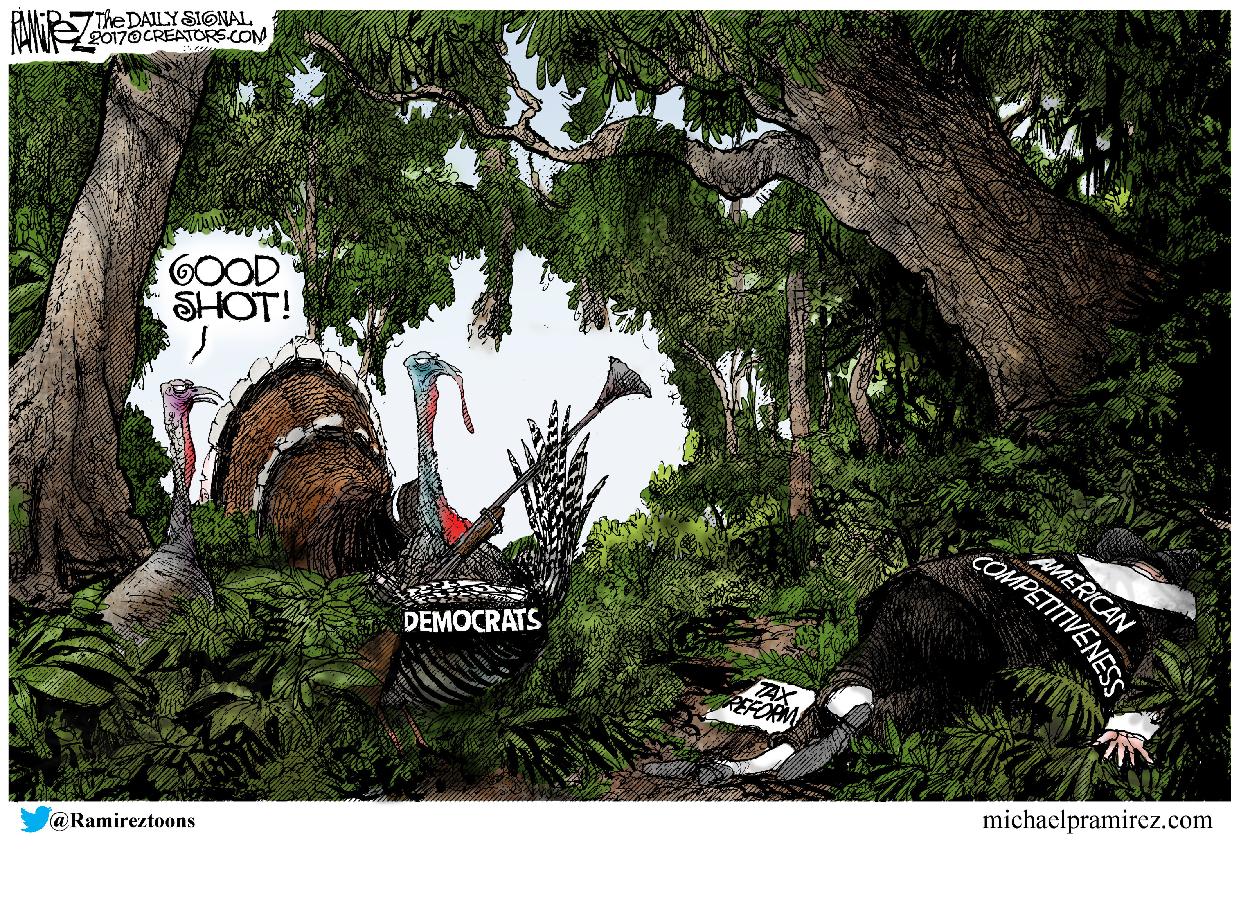 Political cartoon U.S. Democrats GOP tax reform Thanksgiving
