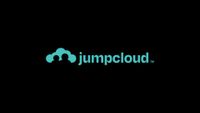 JumpCloud logo and branding pictured in sea green lettering on a black background.