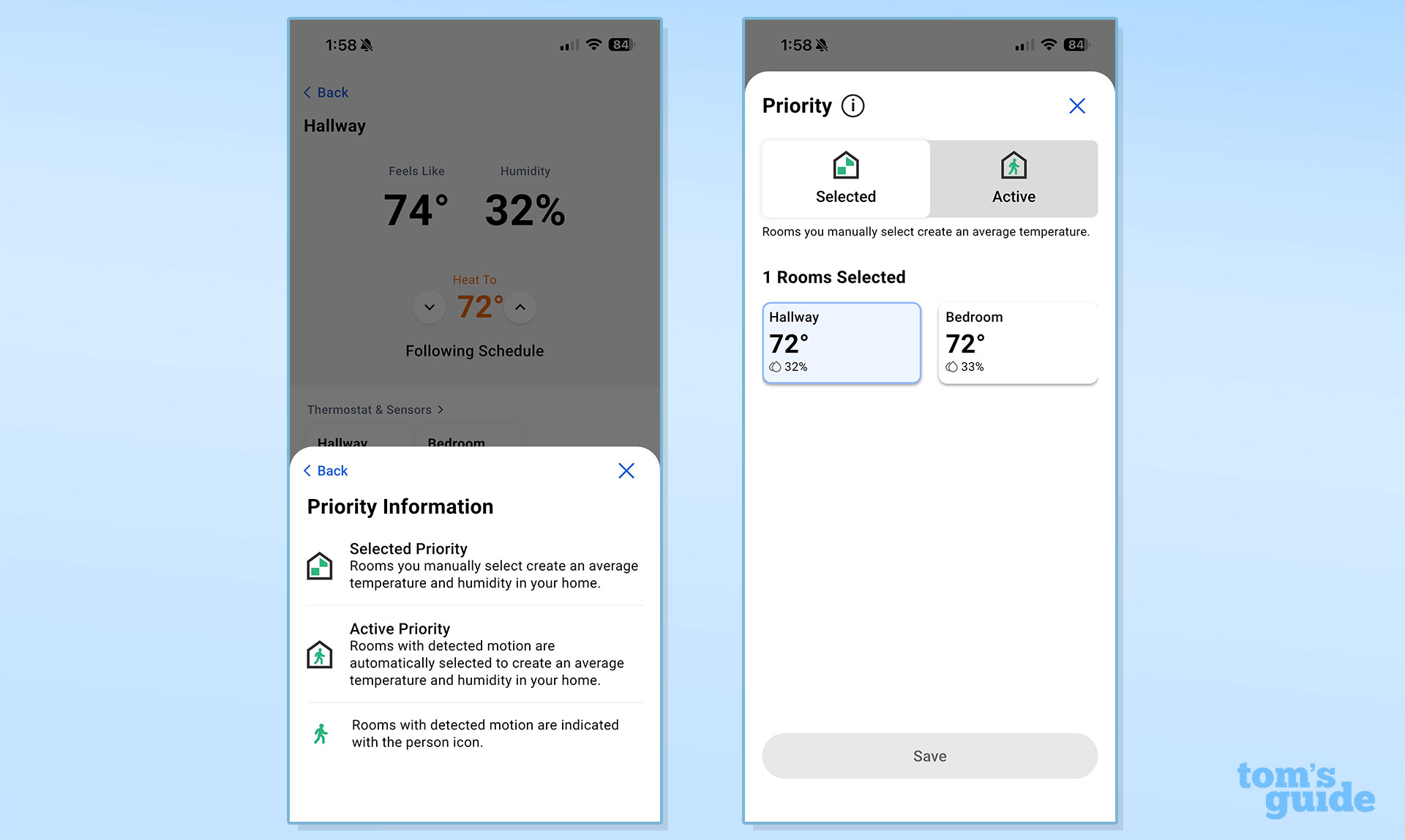 Screenshots of the Honeywell Home X8S Smart Thermostat app