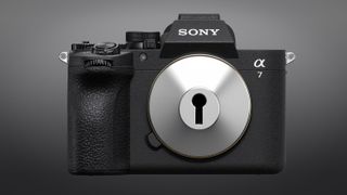 Sony A7 V with a lock on the lens mount