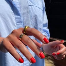 Photo of a classic red nail design