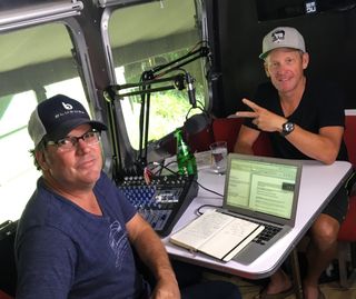 Lance Armstrong during the recording of his podcast