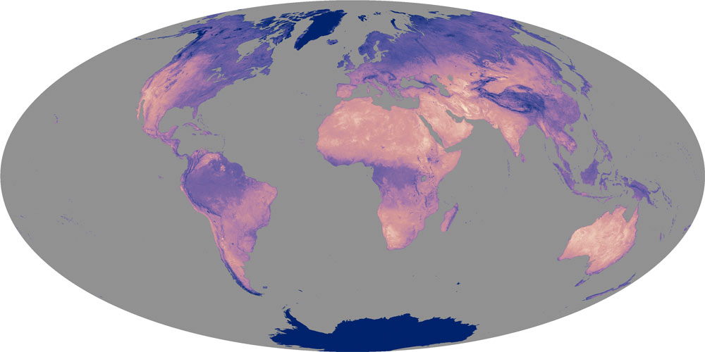 gambar nasa yang menunjukkan suhu permukaan terpanas di bumi