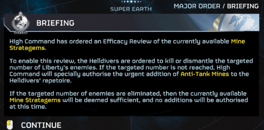 After players reject the stratagem 3 times, Helldivers 2 devs snap and demand they kill 1.5 billion enemies or suffer the MD-17 Anti-Tank Mines as punishment