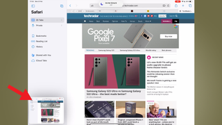 Screenshot showing the previerw thumbnail for a screenshot on iPad
