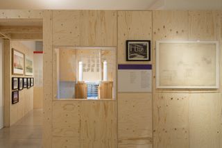 wooden panels at RIBA's Long Life, Low Energy exhibition