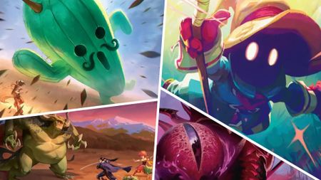 Jumbo Cactuar, Battle Menu, Eye of Nidhogg, and Vivi artwork divided by white lines