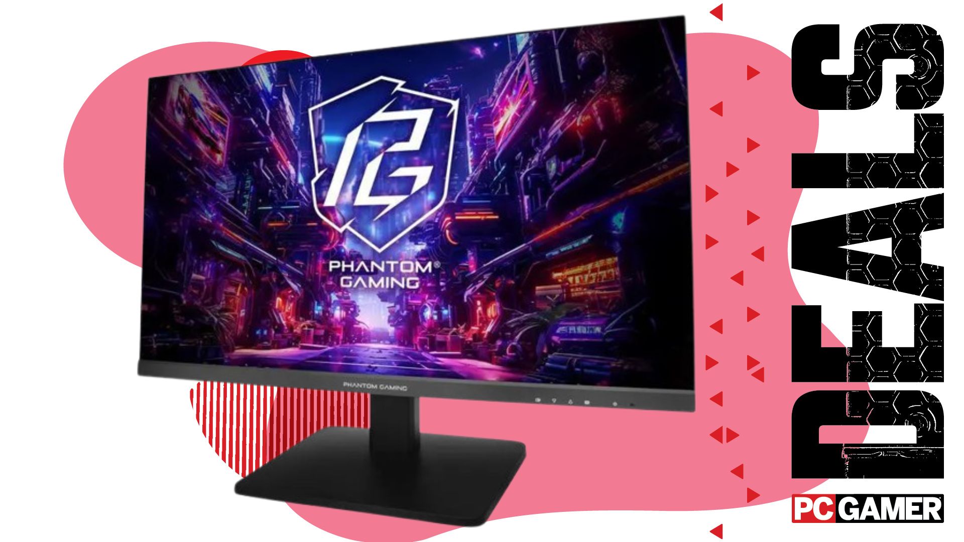 Asrock gaming monitor on a pink deals background