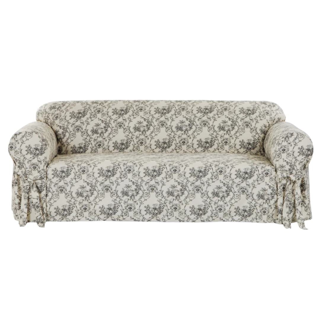 Ophelia & Co. Toile Print One Piece Box Cushion Sofa Slipcover | Wayfair
