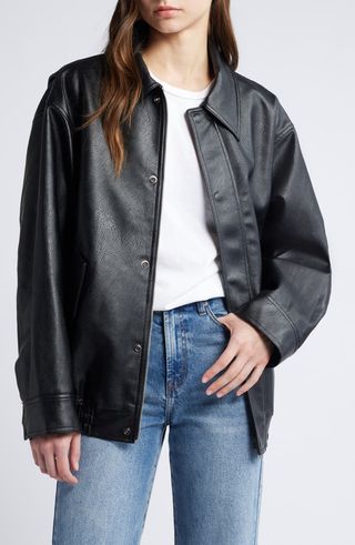 Nash Oversize Faux Leather Bomber