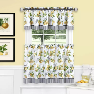 lemon-covered cafe curtain set