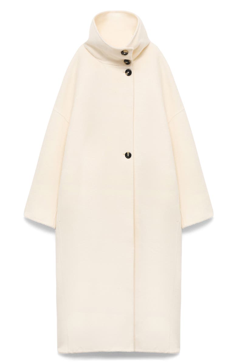MANGO Selection Stand Collar Wool Blend Coat