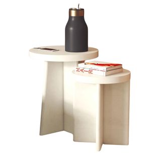 Ameriwood Home Liam End Tables, Set of 2, Faux Plaster