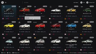 Gran Turismo 7 garage car collection discard page