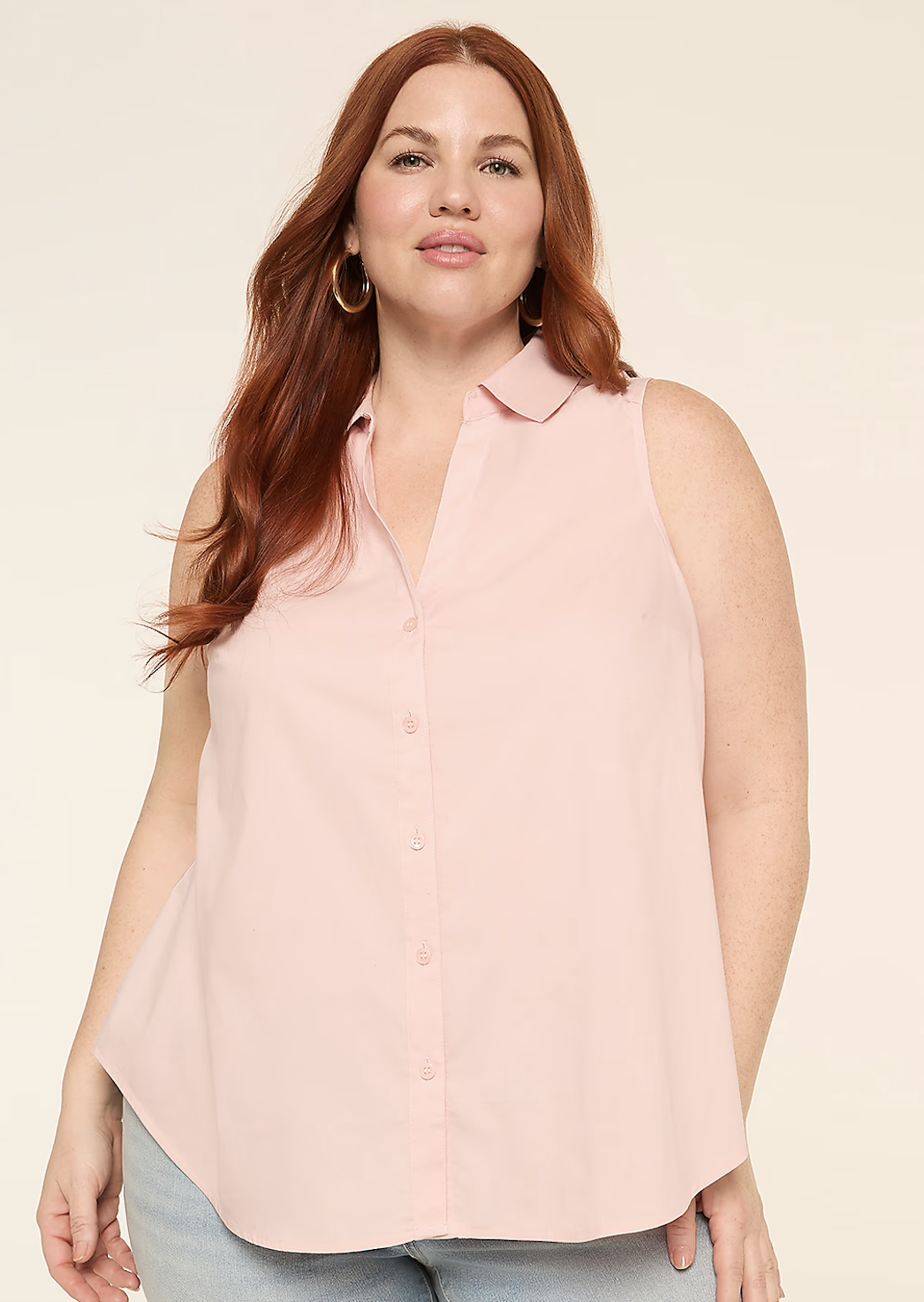 Lane Bryant, Collared Button-Front Tank