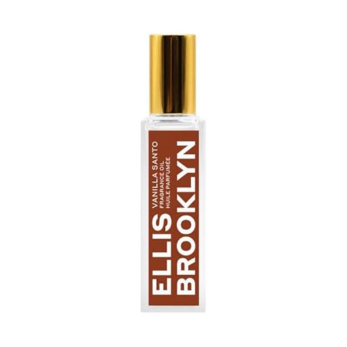 Ellis Brooklyn Vanilla Santo Perfume Oil Roll-On for Women – Sensual Grown-Up Vanilla Fragrance – Woody & Smoky Perfume With Palo Santo, Cedarwood & Myrrh – Travel-Friendly Rollerball, 15ml